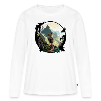 Explorateur de montagne - T-shirt manches longues Premium bio Femme - blanc - Devant - Julia (174cm)