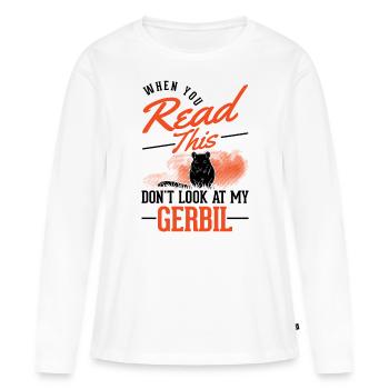 Gerbille cadeau Gerbille de Mongolie Gerbille - T-shirt manches longues Premium bio Femme - blanc - Devant - Julia (174cm)