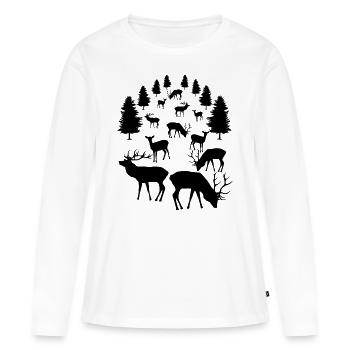 Deer, roe deer, red deer, fallow deer, deer, roebuck - Women's Premium Organic Long Sleeve Shirt - white - Front - Julia (174cm)