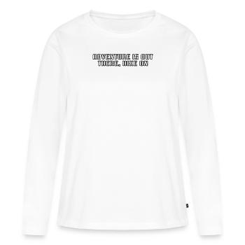 Randonnée - L’aventure est là-bas, la randonnée - T-shirt manches longues Premium bio Femme - blanc - Devant - Julia (174cm)