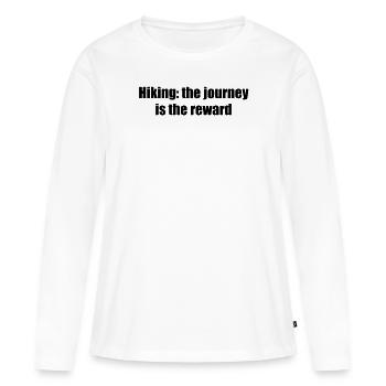 Wandern - Randonnée : le voyage est la récompense - T-shirt manches longues Premium bio Femme - blanc - Devant - Julia (174cm)