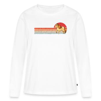Poney Shetland Rétro - T-shirt manches longues Premium bio Femme - blanc - Devant - Julia (174cm)