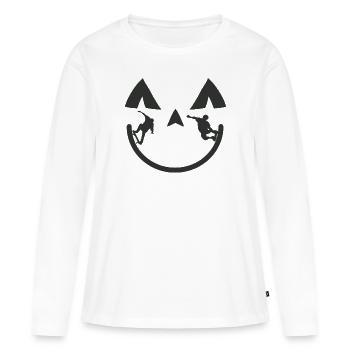 Skateboard Skater Rampe Skateboard - T-shirt manches longues Premium bio Femme - blanc - Devant - Julia (174cm)