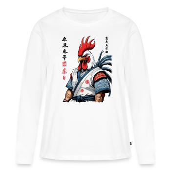 Samurai Ronin Kanji Streetwear Design - T-shirt manches longues Premium bio Femme - blanc - Devant - Julia (174cm)