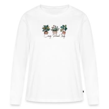 Crazy Plant Lady Garden Plants Gardener Gift - Women's Premium Organic Long Sleeve Shirt - white - Front - Julia (174cm)