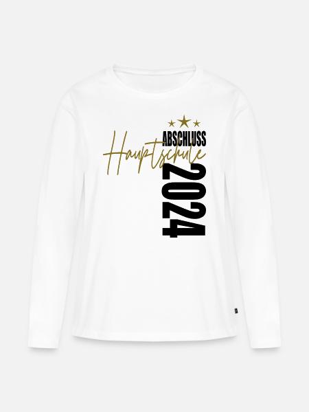 Abschluss 2024 Hauptschule - Frauen Premium Bio Langarmshirt - Weiß