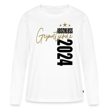 Abschluss 2024 Gesamtschule - Frauen Premium Bio Langarmshirt - Weiß - Vorne - Julia (174cm)