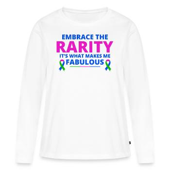 Sensibilisation aux maladies rares : une rareté fabuleuse - T-shirt manches longues Premium bio Femme - blanc - Devant - Julia (174cm)