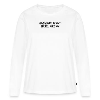 Randonnée - L’aventure est là-bas, la randonnée - T-shirt manches longues Premium bio Femme - blanc - Devant - Julia (174cm)