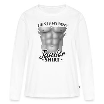 C’est ma meilleure chemise de concierge - Nettoyage concierge - T-shirt manches longues Premium bio Femme - blanc - Devant - Julia (174cm)