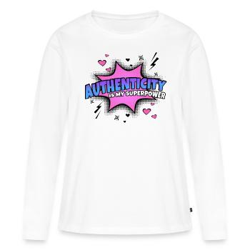 Authenticity is my superpower trait - Women's Premium Organic Long Sleeve Shirt - white - Front - Julia (174cm)