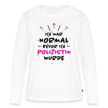 Polizistin Spruch Polizei Witz Polizistin Geschenk - Frauen Premium Bio Langarmshirt - Weiß - Vorne - Julia (174cm)