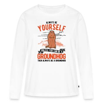 Marmotte marmotte marmotte - T-shirt manches longues Premium bio Femme - blanc - Devant - Julia (174cm)
