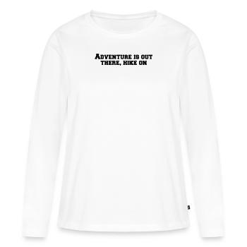 Randonnée - L’aventure est là-bas, la randonnée - T-shirt manches longues Premium bio Femme - blanc - Devant - Julia (174cm)