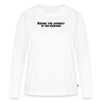 Wandern - Randonnée : le voyage est la récompense - T-shirt manches longues Premium bio Femme - blanc - Devant - Julia (174cm)