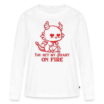 Du hast mein Herz in Brand gesetzt, RPG Valentinstag - Frauen Premium Bio Langarmshirt - Weiß - Vorne - Julia (174cm)