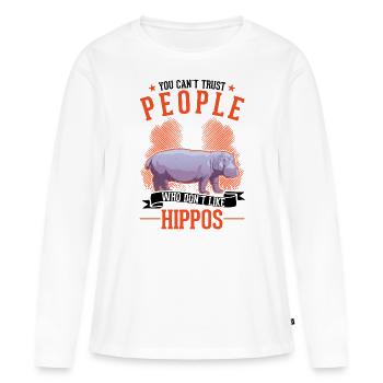 Amoureux de l’hippopotame Hippopotame Hippopotame - T-shirt manches longues Premium bio Femme - blanc - Devant - Julia (174cm)