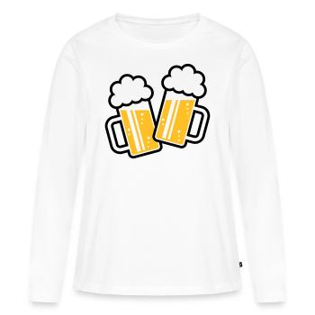 2 Bierkrüge Stoßen An, Prosit! (Bier Maßkrüge 2C) - Frauen Premium Bio Langarmshirt - Weiß - Vorne - Julia (174cm)