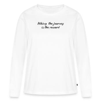 Wandern - Randonnée : le voyage est la récompense - T-shirt manches longues Premium bio Femme - blanc - Devant - Julia (174cm)