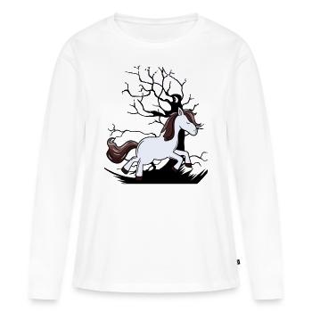 Cheval sauvage Poney Chevaux Enfant Enfants - T-shirt manches longues Premium bio Femme - blanc - Devant - Julia (174cm)