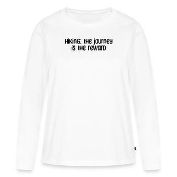 Wandern - Randonnée : le voyage est la récompense - T-shirt manches longues Premium bio Femme - blanc - Devant - Julia (174cm)