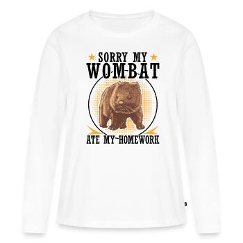 Wombat hat meine Hausaufgaben Beuteltier - Frauen Premium Bio Langarmshirt - Weiß - Vorne - Julia (174cm)