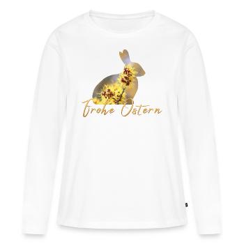joyeuses Pâques - T-shirt manches longues Premium bio Femme - blanc - Devant - Julia (174cm)