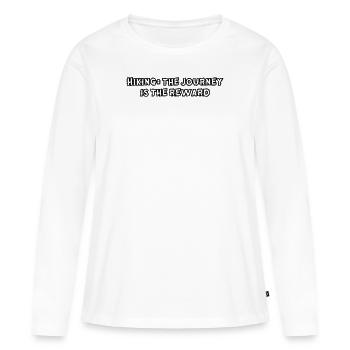 Wandern - Randonnée : le voyage est la récompense - T-shirt manches longues Premium bio Femme - blanc - Devant - Julia (174cm)