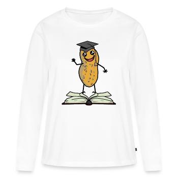 Erdnuss Gelehrter Student lernen studieren Abi - Frauen Premium Bio Langarmshirt - Weiß - Vorne - Julia (174cm)