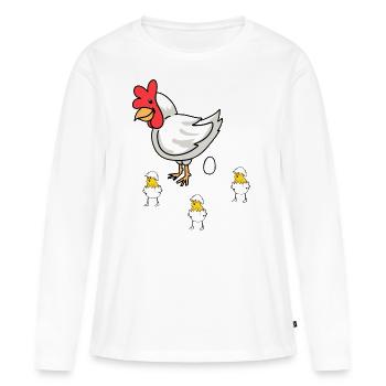 Ostern Henne Küken Baby Eier Eierschale Geflügel - Frauen Premium Bio Langarmshirt - Weiß - Vorne - Julia (174cm)