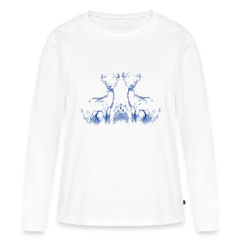 Hirsch Wildtiere Hirsche Rotwild Elch Reh Natur - Frauen Premium Bio Langarmshirt - Weiß - Vorne - Julia (174cm)