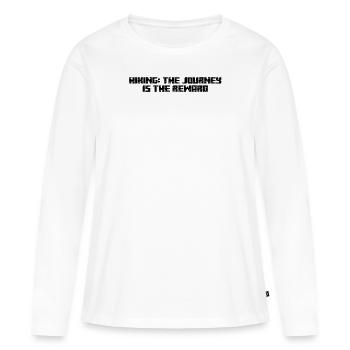 Wandern - Randonnée : le voyage est la récompense - T-shirt manches longues Premium bio Femme - blanc - Devant - Julia (174cm)