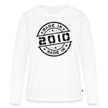 Année de naissance Naissance Né en - Fabriqué en 2010 - T-shirt manches longues Premium bio Femme - blanc - Devant - Julia (174cm)