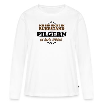 Pèlerinage des retraités - T-shirt manches longues Premium bio Femme - blanc - Devant - Julia (174cm)