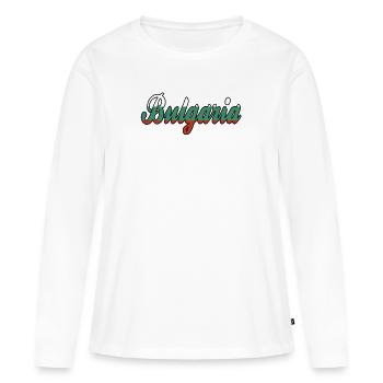 Bulgarie Bulgarie Lettrage Bulgarie - T-shirt manches longues Premium bio Femme - blanc - Devant - Julia (174cm)
