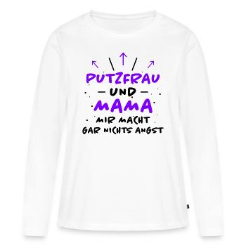 Putzfrau Spruch Reinigungskraft Putzfrau Geschenk - Frauen Premium Bio Langarmshirt - Weiß - Vorne - Julia (174cm)