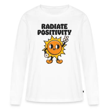 Strahle Positivität aus - Frauen Premium Bio Langarmshirt - Weiß - Vorne - Julia (174cm)