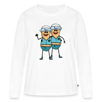 Cacahuètes Marins Garçons Marins Marins - T-shirt manches longues Premium bio Femme - blanc - Devant - Julia (174cm)