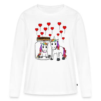 Unicorns Heartbreak Breakup Valentine's Day - Women's Premium Organic Long Sleeve Shirt - white - Front - Julia (174cm)