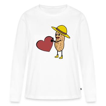 Cacahuète Rêve Homme Homme Homme Unique Coeur - T-shirt manches longues Premium bio Femme - blanc - Devant - Julia (174cm)