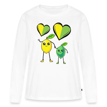 Citron, Citron, Fruits, Fruits, Fruits, Citron - T-shirt manches longues Premium bio Femme - blanc - Devant - Julia (174cm)