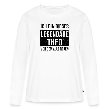 Je suis cette légende pour Théo - T-shirt manches longues Premium bio Femme - blanc - Devant - Julia (174cm)