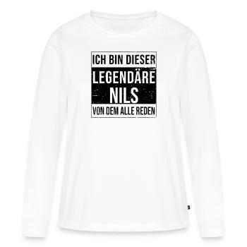 Je suis cette légende pour Nils - T-shirt manches longues Premium bio Femme - blanc - Devant - Julia (174cm)