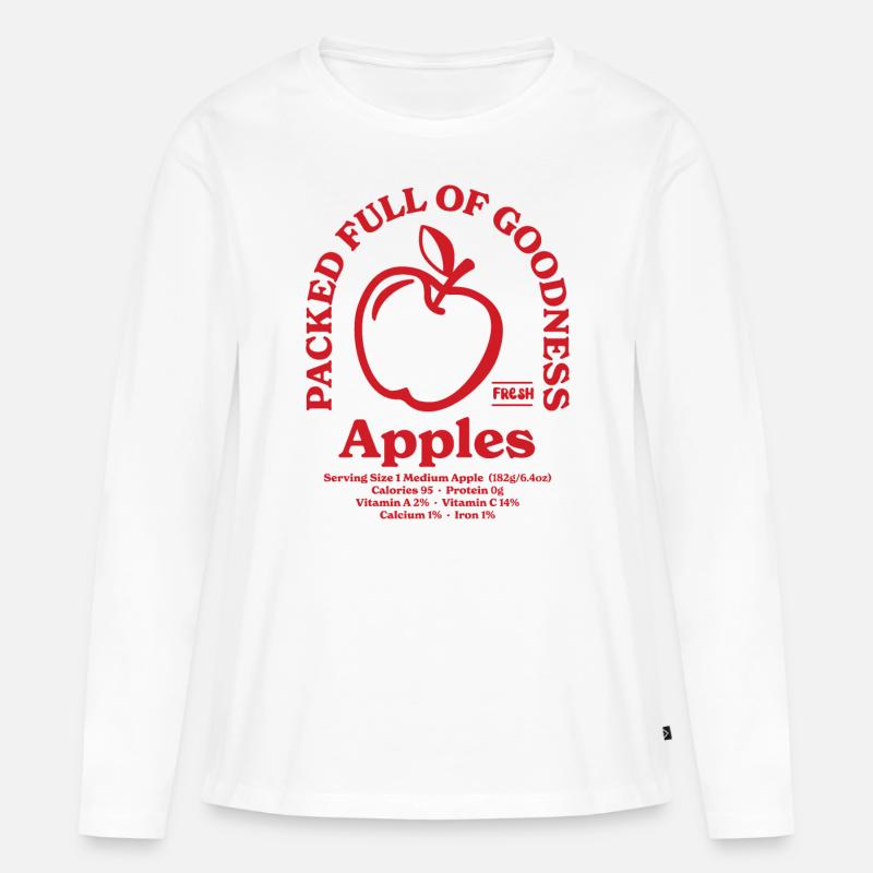 Äpfel Nährwert Rot - Frauen Premium Bio Langarmshirt - Weiß