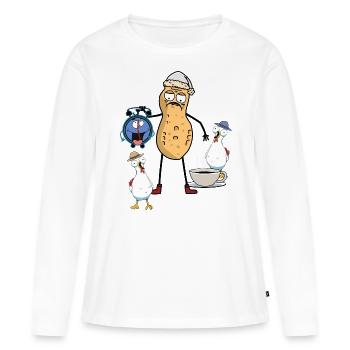 Cacahuète Lève-tôt Lève-tard Matin Grouch - T-shirt manches longues Premium bio Femme - blanc - Devant - Julia (174cm)