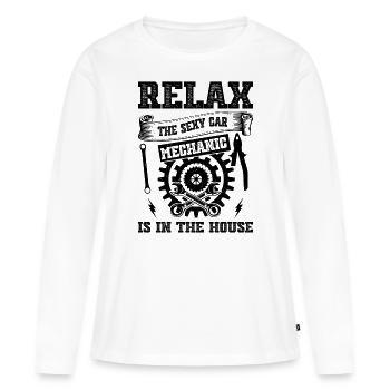 Détendez-vous le mécanicien automobile sexy est dans la maison - Mech - T-shirt manches longues Premium bio Femme - blanc - Devant - Julia (174cm)