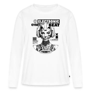 Chemise électronique futuriste pour les fans de musique - T-shirt manches longues Premium bio Femme - blanc - Devant - Julia (174cm)