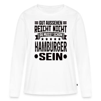Hambourg - T-shirt manches longues Premium bio Femme - blanc - Devant - Julia (174cm)