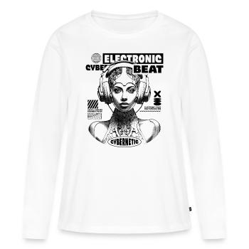 T-shirt futuriste de musique électronique de science-fiction - T-shirt manches longues Premium bio Femme - blanc - Devant - Julia (174cm)