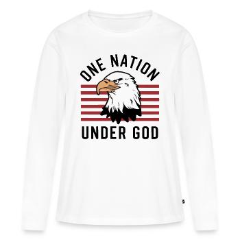 Amerika USA Spruch One Nation Under God 4th July - Frauen Premium Bio Langarmshirt - Weiß - Vorne - Julia (174cm)